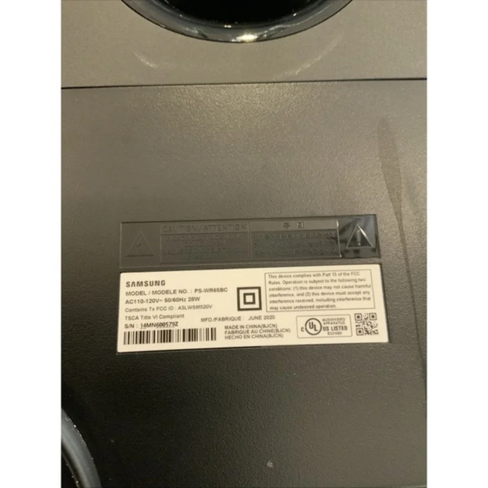 Samsung PS-WR65BB Wireless Subwoofer With Power Cord Tested Works